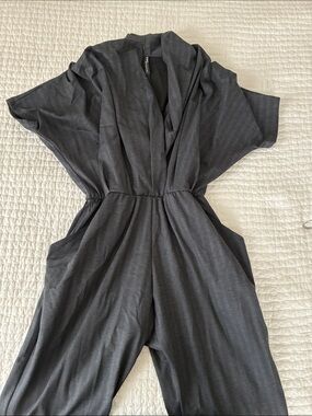 MEG three pleat Herringbone jumpsuit - Charcoal Gray